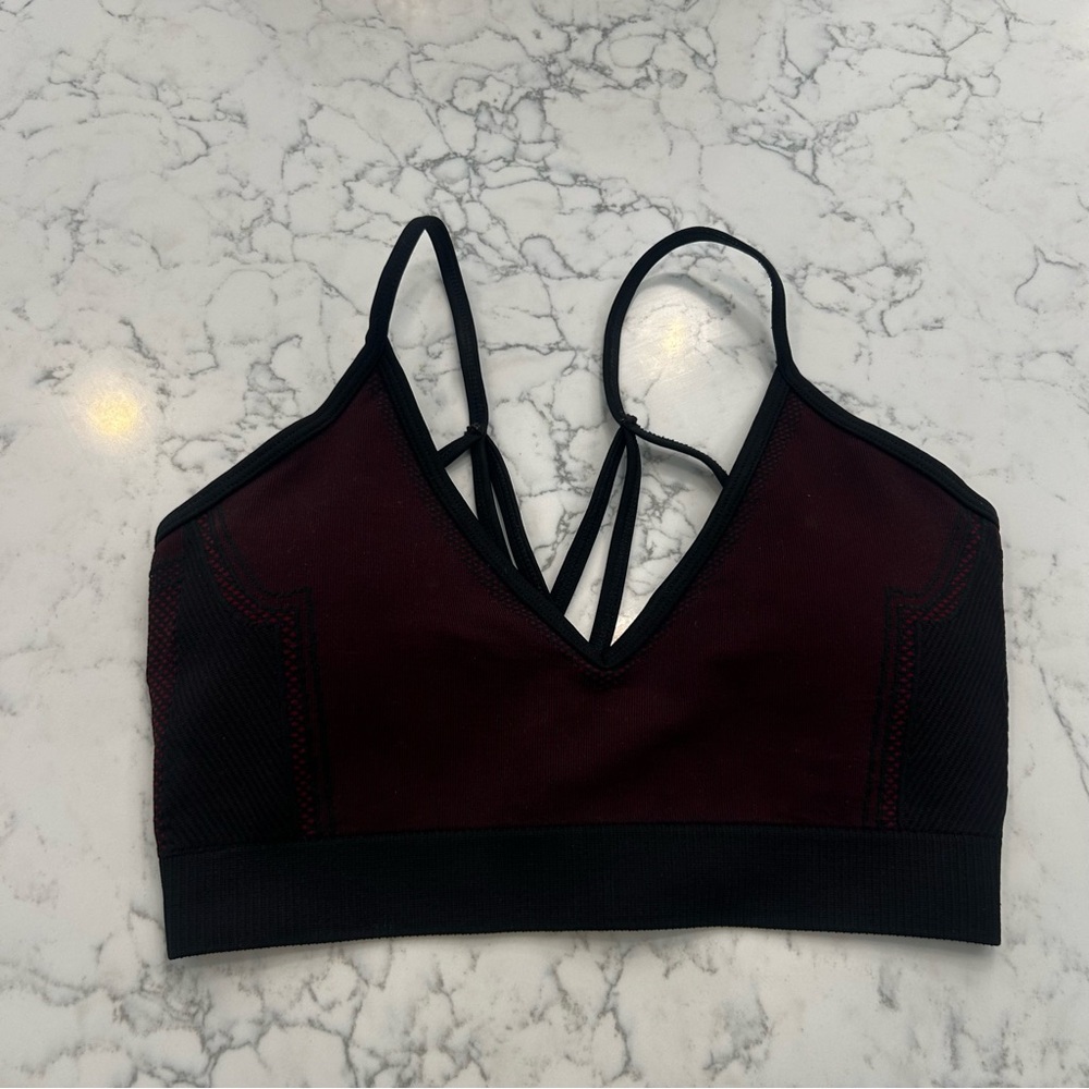 The Giving Movement Dark Burgundy & Black Sports‎ Bra Size Medium